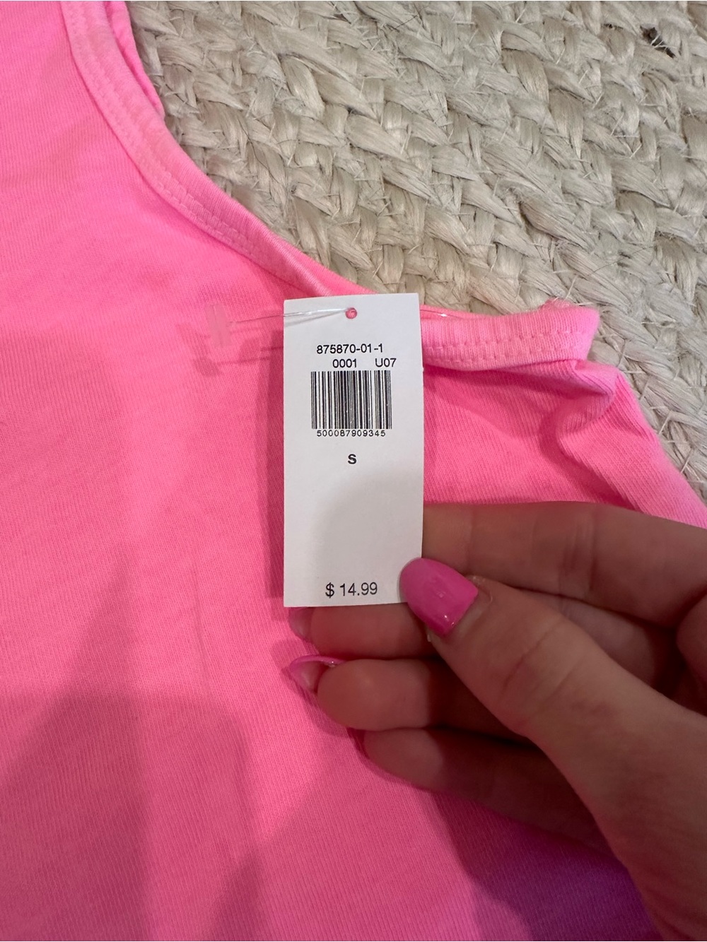 Old Navy Neon Pink Crop Tank Top - Picture 2 of 2